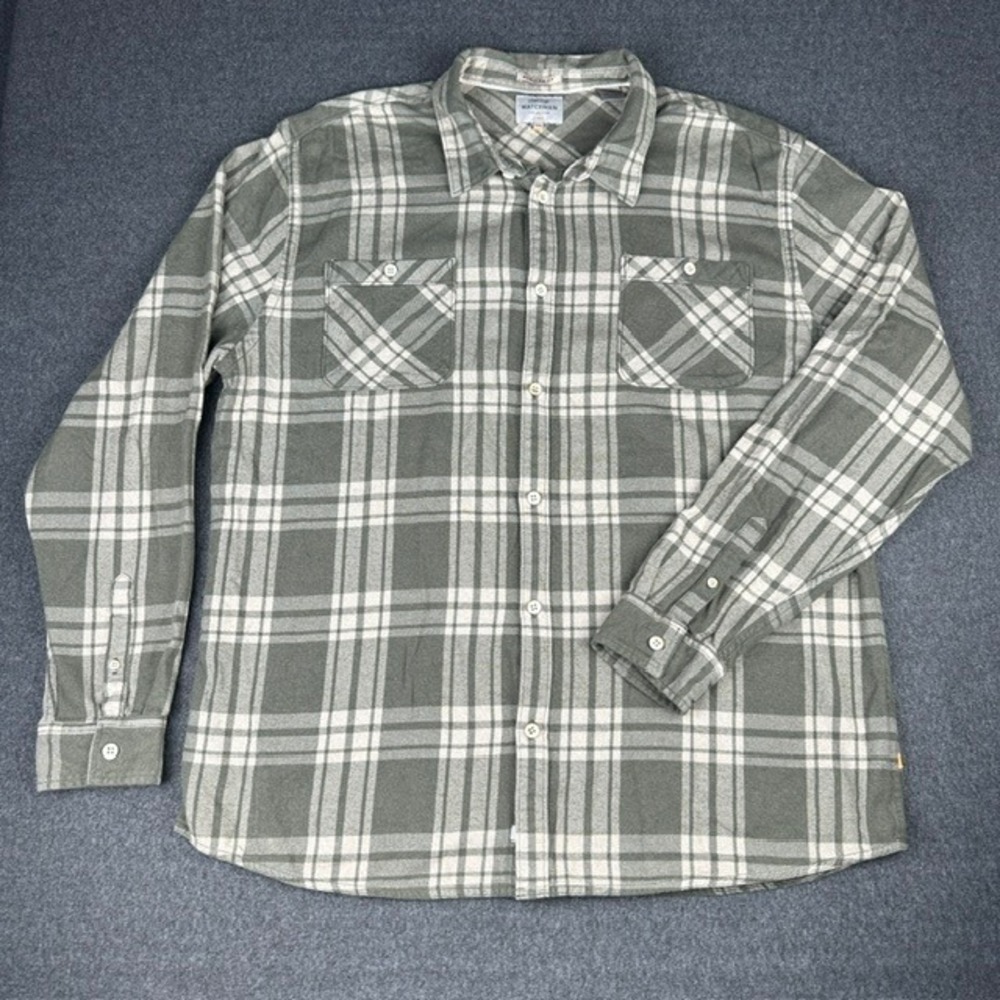 Quiksilver Waterman Collection Mens XXXL Green Plaid Cotton Flannel Shirt